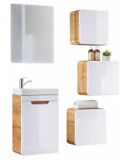 Nowoczesny zestaw mebli łazienkowych biały połysk - Montello 2Q w sklepie Edinos.pl