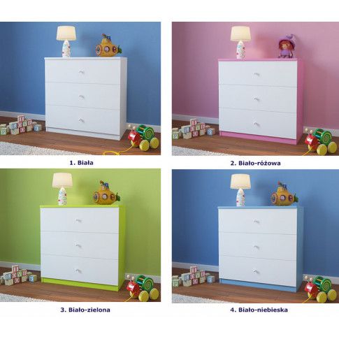 Szczegółowe zdjęcie nr 6 produktu Komoda dziecięca z szufladami Happy 10X - biało-zielona
