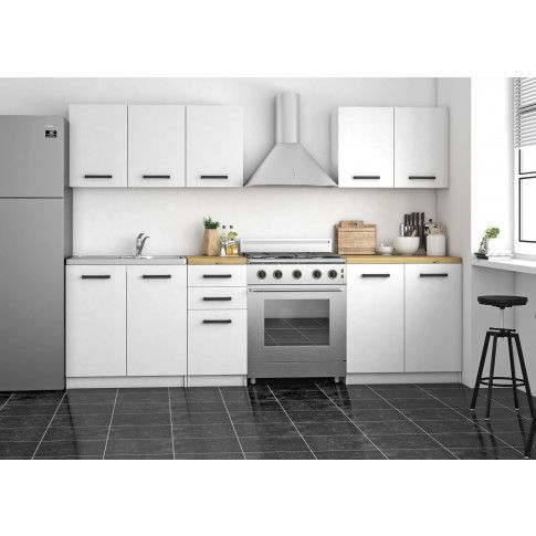 Szczegółowe zdjęcie nr 4 produktu Biała stojąca szafka do kuchni Stejar - 5X
