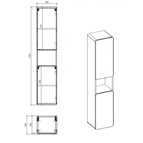 Szczegółowe zdjęcie nr 10 produktu Zestaw podwieszanych mebli łazienkowych Borneo 3Q 60 cm - Biały połysk