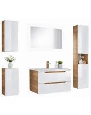 Zestaw podwieszanych mebli łazienkowych biały połysk - Zeftox 3Q 80 cm w sklepie Edinos.pl