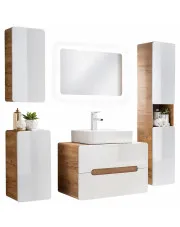 Komplet wiszących mebli łazienkowych biały połysk - Zeftox 4Q 60 cm w sklepie Edinos.pl