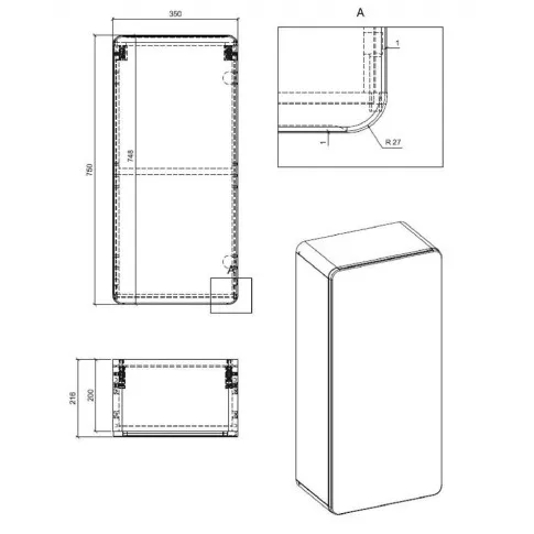 Szczegółowe zdjęcie nr 9 produktu Komplet wiszących mebli łazienkowych Zeftox 4Q 60 cm - Biały połysk