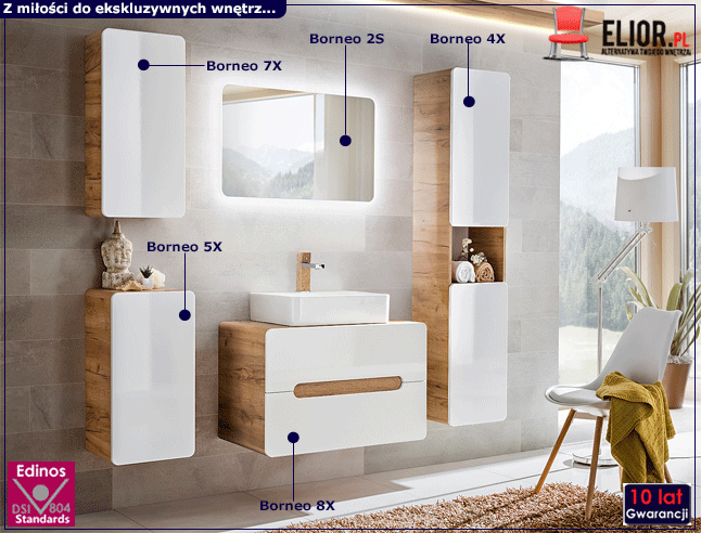 Zestaw podwieszanych mebli łazienkowych Borneo 4Q 60 cm