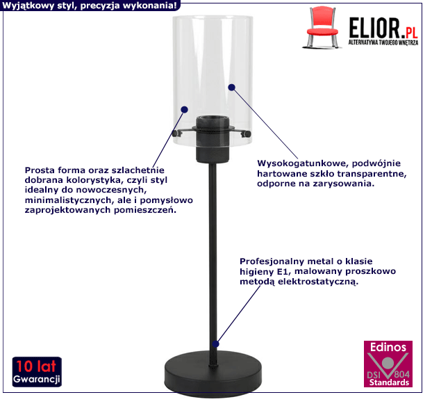 Loftowa lampa stołowa Villo - czarna