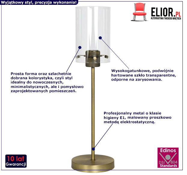 Glamour lampa stołowa Villo - złota