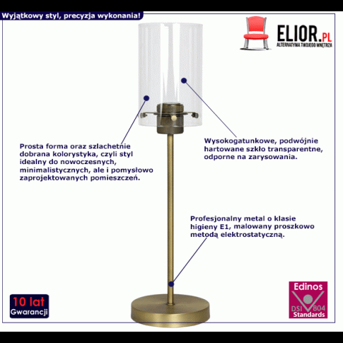 Fotografia Szklana lampa stołowa Nalmi - złota z kategorii Lampy