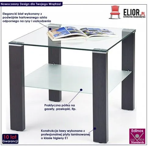 Fotografia Ława szklana kwadrat Teris - wenge z kategorii Ławy i stoliki