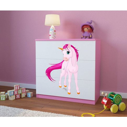Szczegółowe zdjęcie nr 4 produktu Komoda dla dziewczynki z szufladami Happy 10X mix - biało-różowa
