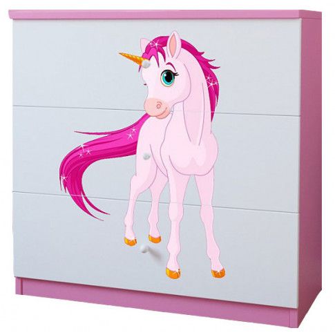Zdjęcie produktu Komoda dla dziewczynki z szufladami Happy 10X mix - biało - różowa.