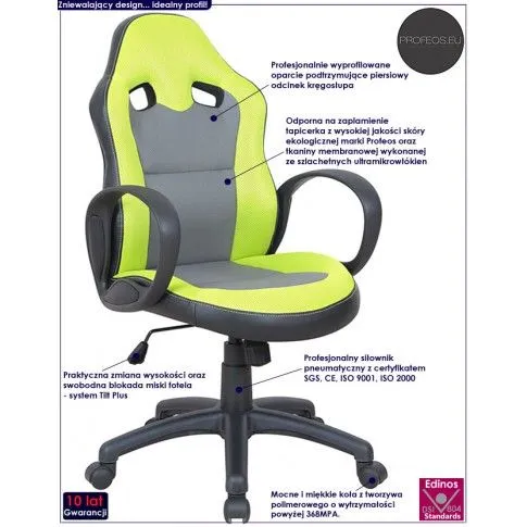 Fotografia Fotel obrotowy Cyntis - seledynowy + popiel z kategorii Fotele obrotowe