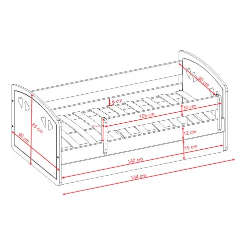 Szczegółowe zdjęcie nr 6 produktu Łóżko dziecięce z materacem Cecil 2X 80x140 - białe