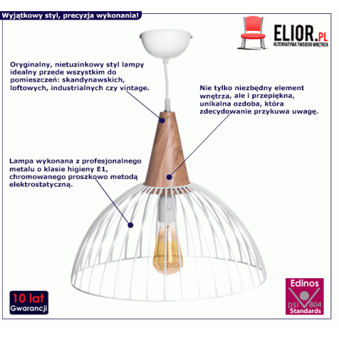 Fotografia Skandynawska lampa wisząca Atena - biała z kategorii Przedpokój 
