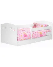 Białe łóżko dla dziewczynki z barierką - Cecil 2X 80x160 w sklepie Edinos.pl