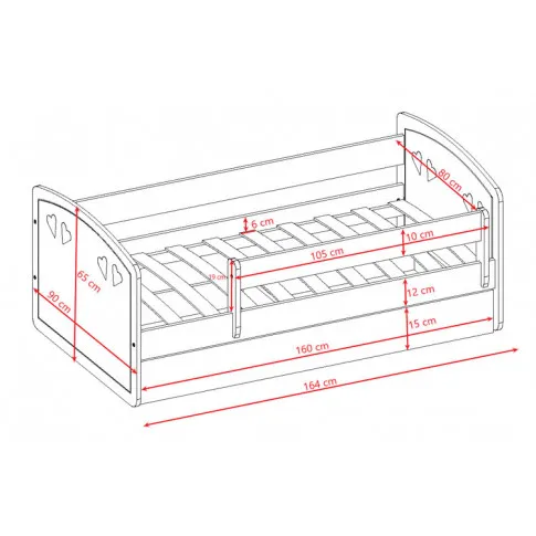 Szczegółowe zdjęcie nr 4 produktu Łóżko dla dziecka z szufladą Cecil 3X 80x160 - pudrowy róż