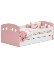 Łóżko dziecięce z barierką pudrowy róż - Cecil 3X 80x180 w sklepie Edinos.pl