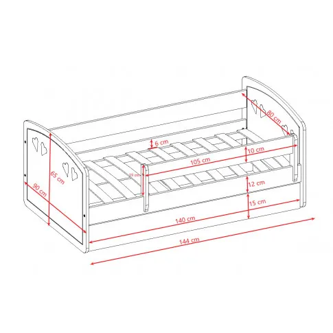 Szczegółowe zdjęcie nr 4 produktu Łóżko dla dziewczynki z szufladą Nolia 3X 80x140 - szare