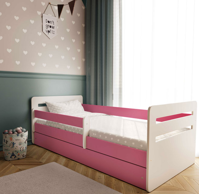 Różowe łóżko dziecięce z materacem Candy 2X