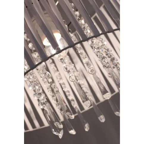 Szczegółowe zdjęcie nr 8 produktu Lampa wisząca z ekoskóry E627-Holly - biały