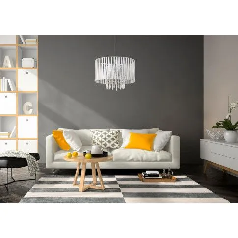 Szczegółowe zdjęcie nr 4 produktu Lampa wisząca z ekoskóry E627-Holly - biały