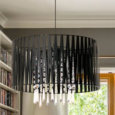 Zdjęcie czarna lampa wisząca z ekoskóry I911-Soreli | Edinos.pl