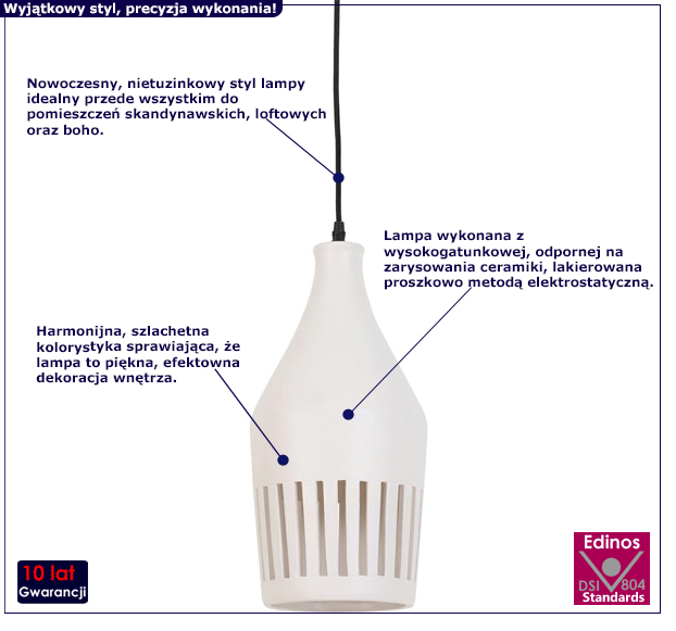 Nowoczesna lampa wisząca Elda - biała