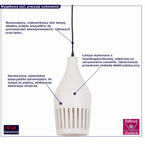 Fotografia Ceramiczna lampa wisząca Vario - biała z kategorii Lampy