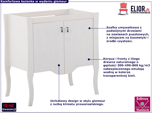 Drewniana stojąca szafka umywalkowa Milda 5X