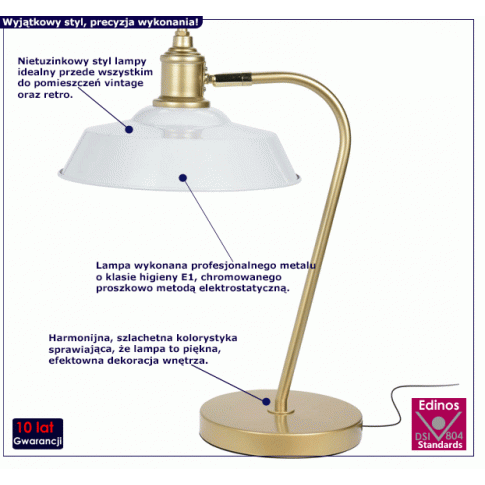 Fotografia Retro lampa stołowa Sigurd - biała z kategorii Lampy