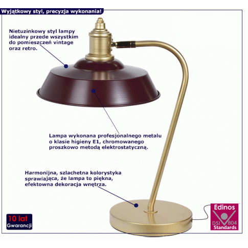 Fotografia Retro lampa stołowa Sigurd - bordowa z kategorii Przeznaczenie