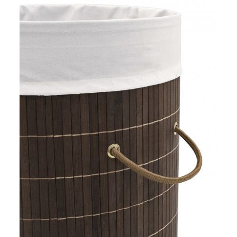 Szczegółowe zdjęcie nr 6 produktu Okrągły bambusowy kosz na pranie Lavandi 2X - ciemnobrązowy