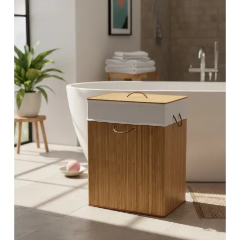 Fotografia Bambusowy pojemnik na pranie Moira 4X - naturalny z kategorii Pranie i sprzątanie