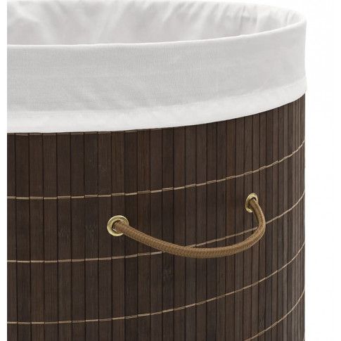 Szczegółowe zdjęcie nr 6 produktu Bambusowy owalny pojemnik na pranie Lavandi 3X - ciemnobrązowy