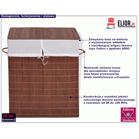 Zdjęcie bambusowy pojemnik na bieliznę, pranie Lavandi 4X - sklep Edinos.pl