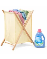 Beżowy składany kosz na pranie - Pueble w sklepie Edinos.pl