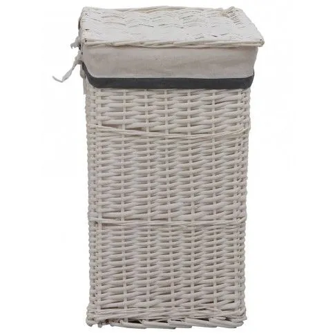 Szczegółowe zdjęcie nr 5 produktu Biały wiklinowy kosz na pranie - Viver
