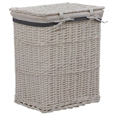 Szczegółowe zdjęcie nr 9 produktu Biały wiklinowy kosz na pranie - Viver