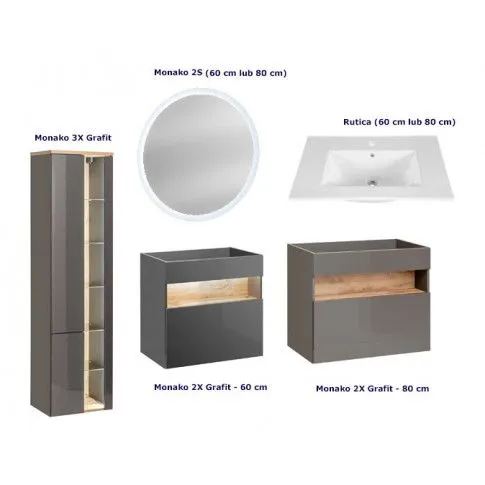 Szczegółowe zdjęcie nr 4 produktu Okrągłe wiszące lustro łazienkowe Laures 2S 80 cm