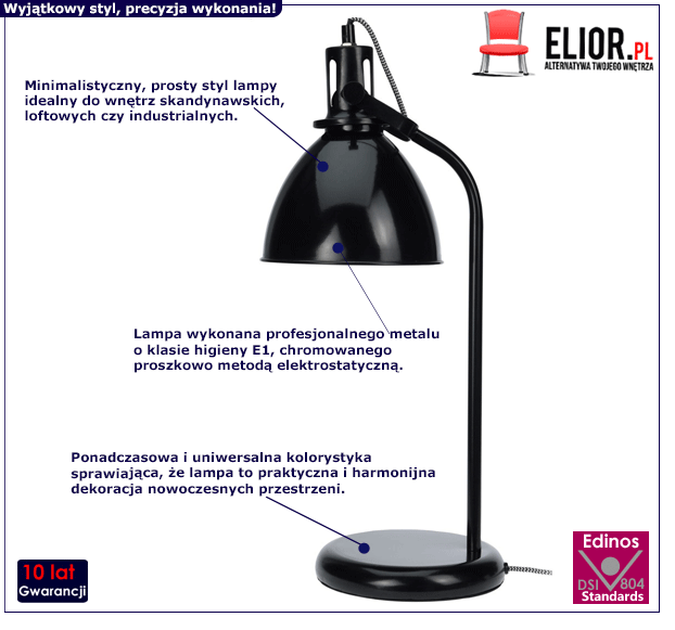 Industrialna lampa nocna Labo - czarna