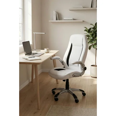 Fotografia Biały biurowy fotel obrotowy - Madsen z kategorii Fotele obrotowe