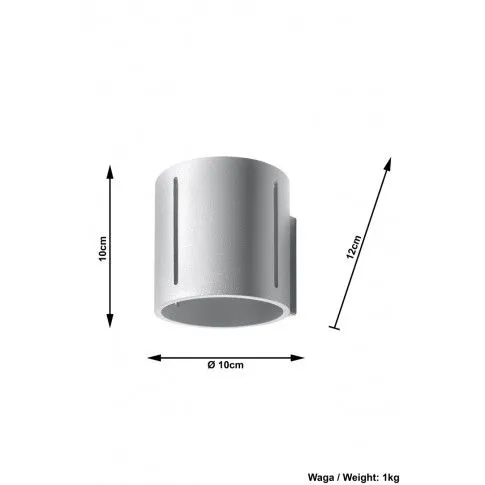 Szczegółowe zdjęcie nr 5 produktu Okrągły kinkiet tuba E740-Kalano - szary
