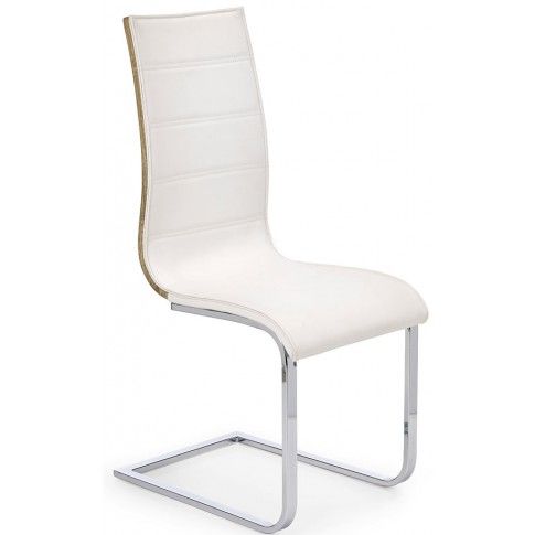 Zdjęcie produktu Nowoczesne krzesło na płozach Baster - biały + dąb sonoma.