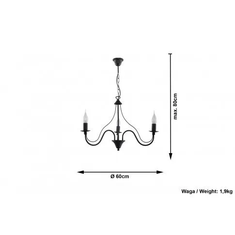Szczegółowe zdjęcie nr 5 produktu Żyrandol w kształcie świecznika E753-Minerwi - czarny