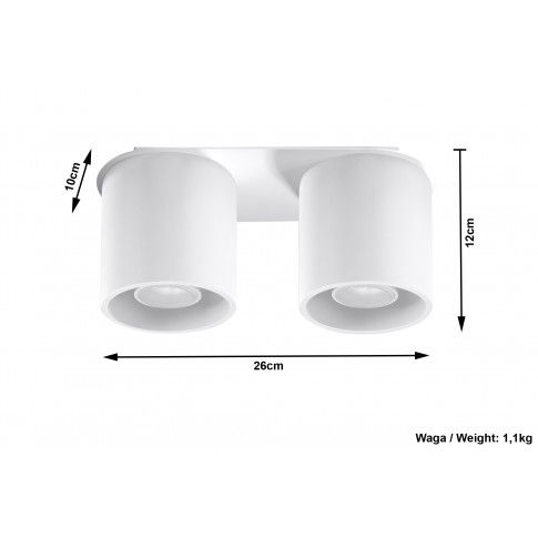 Szczegółowe zdjęcie nr 4 produktu Plafon podwójny walec E761-Orbil - biały