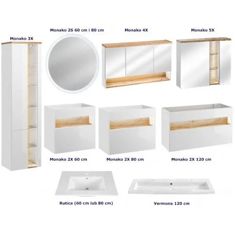 Szczegółowe zdjęcie nr 5 produktu Wisząca szafka pod umywalkę biały połysk - Monako 2X 80 cm