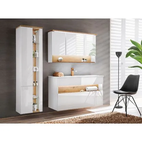 Szczegółowe zdjęcie nr 7 produktu Szafka pod umywalkę biały połysk - Monako 2X 120 cm