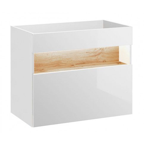 Szczegółowe zdjęcie nr 4 produktu Zestaw mebli łazienkowych z oświetleniem LED Monako 2Q 80 cm - Biały połysk