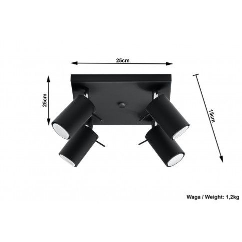 Szczegółowe zdjęcie nr 5 produktu Loftowy plafon halogenowy E784-Rins - czarny