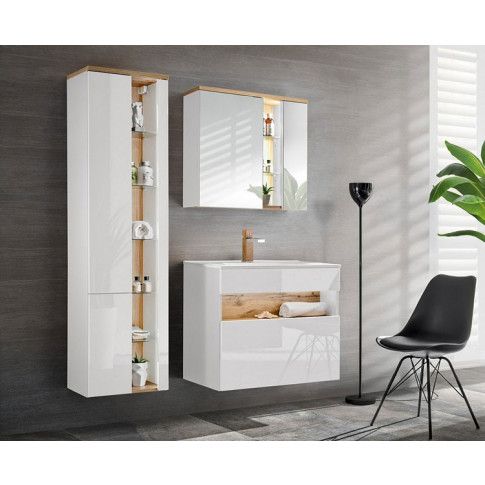 Szczegółowe zdjęcie nr 4 produktu Szafka łazienkowa z lustrem Monako 5X - Biały