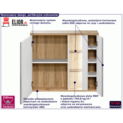 Fotografia Szafka łazienkowa z lustrem Laures 5X - Biały z kategorii Szafki